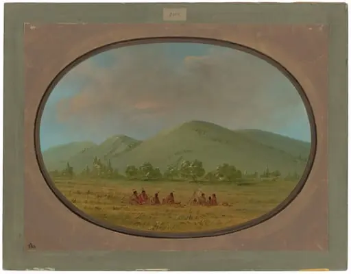Nishnabotana Bluffs, Upper Missouri, by George Catlin
