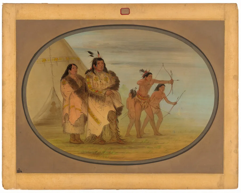 Ojibbeway Indians, by George Catlin, oil, 1865