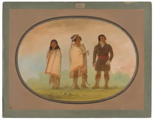 Oneida Chief, His Sister, and a Missionary, by George Catlin