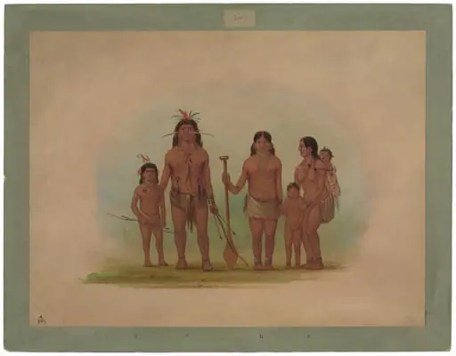 Orejona Chief and Family, by George Catlin
