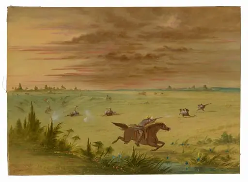Ostrich Chase, Buenos Aires - Auca, by George Catlin