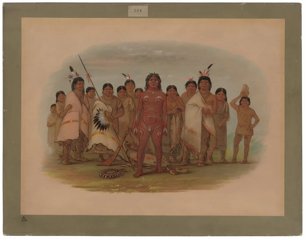 "Paint Me" - Apachee, by George Catlin, oil, 1862