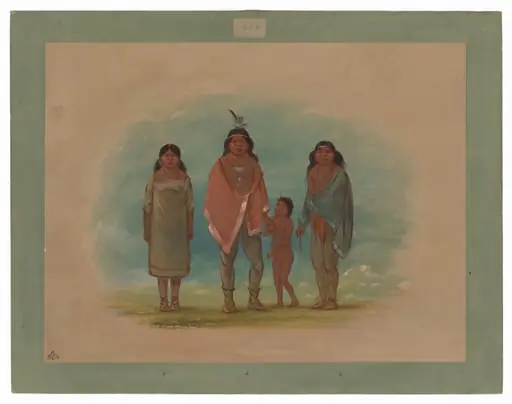 Patagon Chief, His Brother, and Daughter, by George Catlin