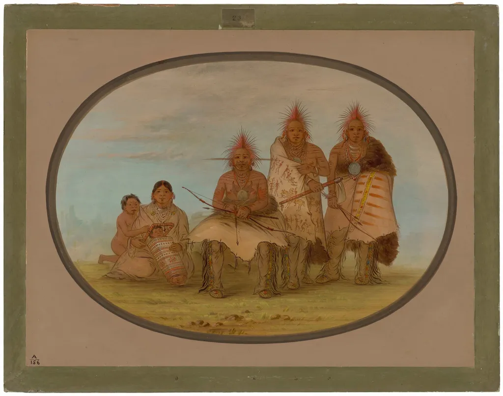 Pawnee Indians, by George Catlin, oil, 1865