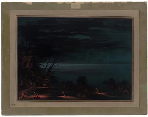 Salmon Spearing - Ottowas, by George Catlin