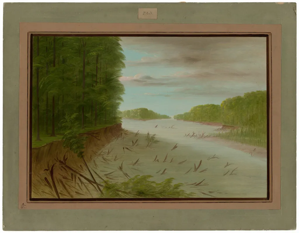 Scene from the Lower Mississippi, by George Catlin, oil, 1865