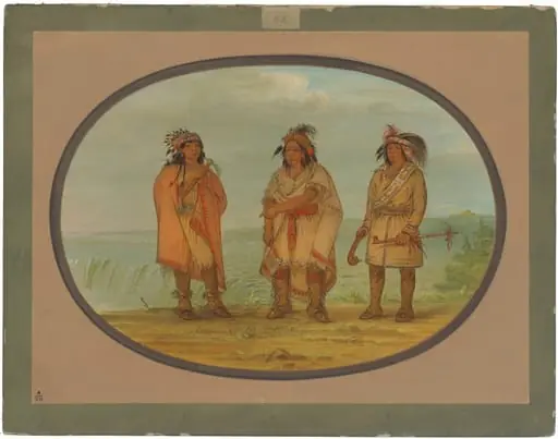 Seneca Chief, Red Jacket, with Two Warriors, by George Catlin
