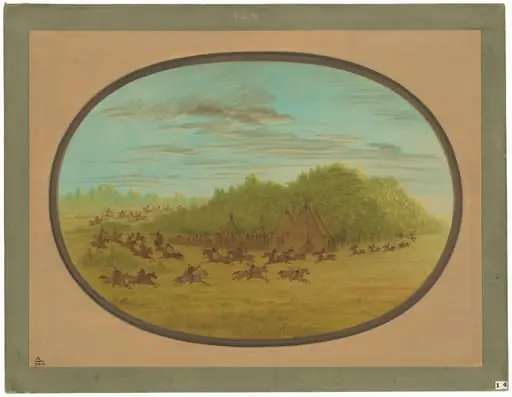 Sham Fight of the Camanchees, by George Catlin