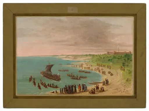 The Expedition Leaving Fort Frontenac on Lake Ontario.  November 18, 1678, by George Catlin, 1848