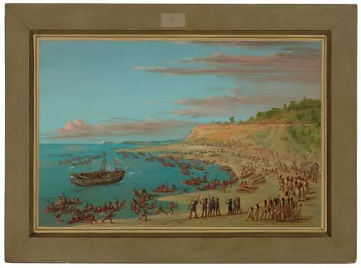 The Griffin Entering the Harbor at Mackinaw.  August 27, 1679, by George Catlin, 1848