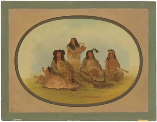 The Sioux Chief with Several Indians, by George Catlin