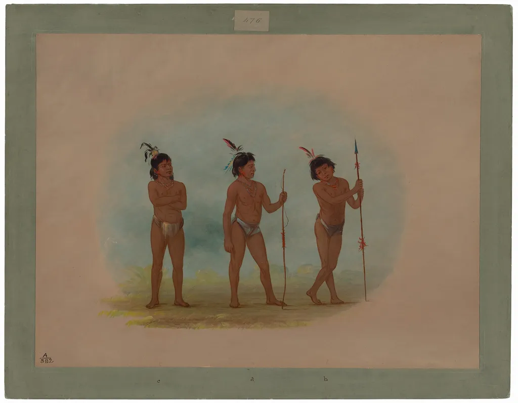 Three Auca Children, by George Catlin, oil, 1862
