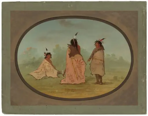 Three Blackfoot Men, by George Catlin