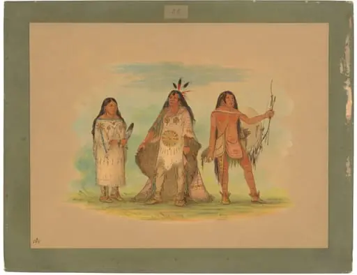 Three Minatarree Indians, by George Catlin