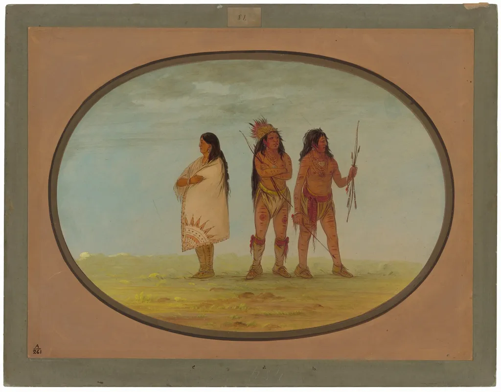 Three Navaho Indians, by George Catlin, oil, 1865