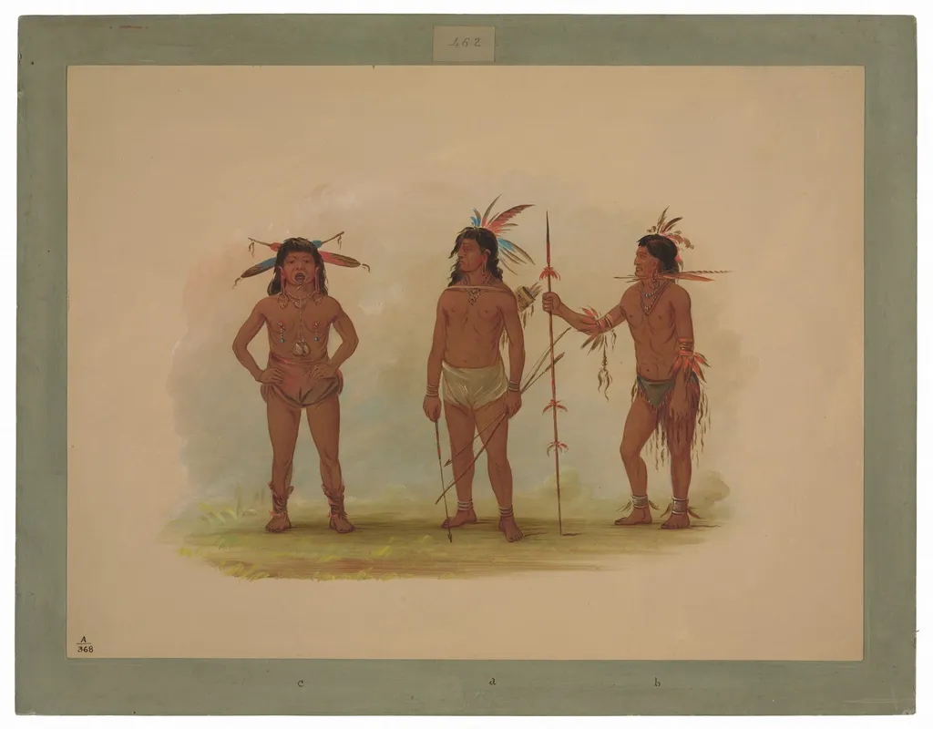 Three Omagua Men, by George Catlin, oil, 1862