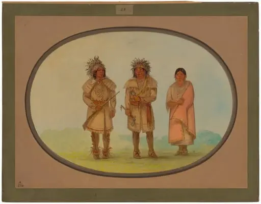 Three Peoria Indians, by George Catlin