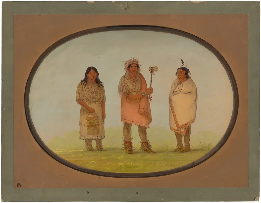 Three Piankeshaw Indians, by George Catlin, oil, 1865