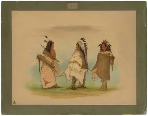 Three Shoshonee Warriors, by George Catlin