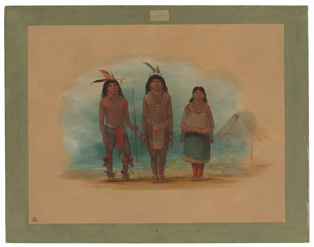 Three Taruma Indians, by George Catlin, oil, 1862