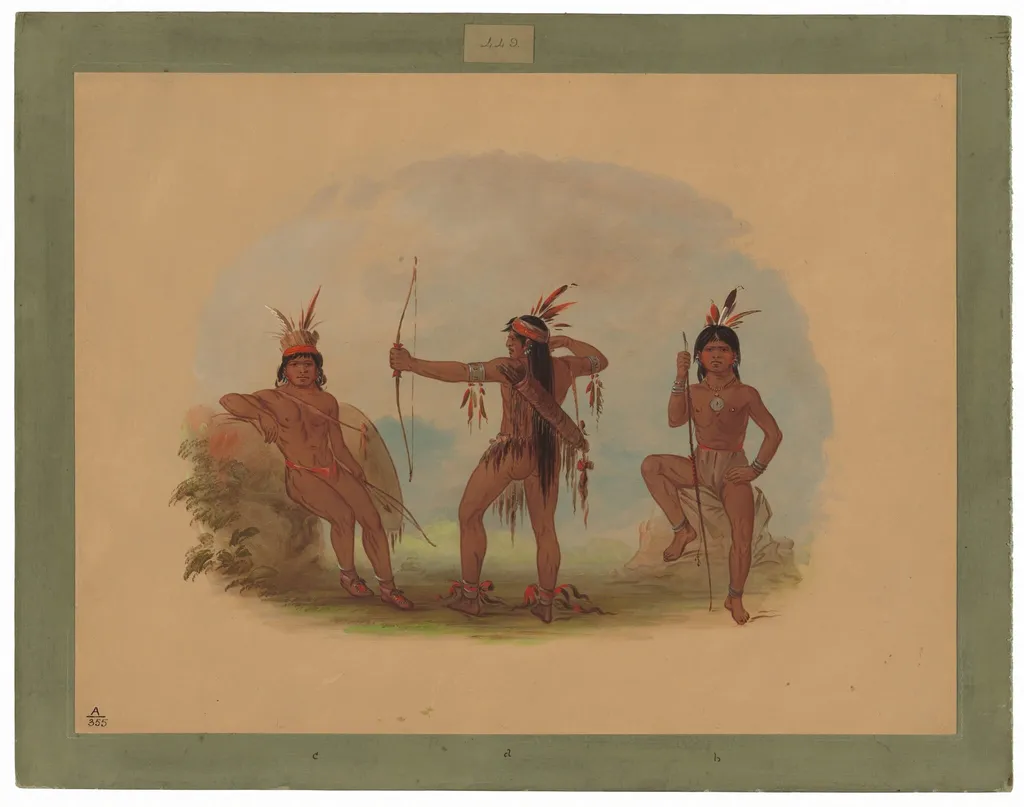 Three Woyaway Indians, by George Catlin, oil, 1862
