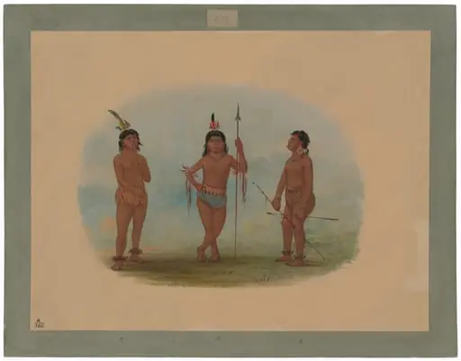 Three Young Tobos Men, by George Catlin