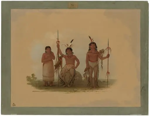 Two Arapaho Warriors and a Woman, by George Catlin