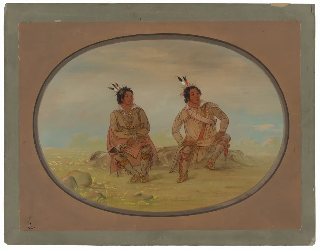 Two Choctaw Indians, by George Catlin, oil, 1865