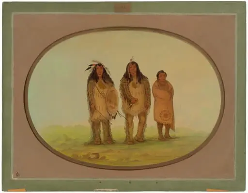 Two Nezperce Warriors and a Boy, by George Catlin