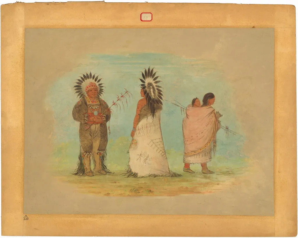 Two Ottoe Chiefs and a Woman, by George Catlin, oil, 1865