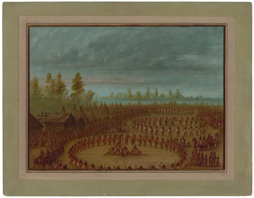 War Dance of the Apachees, by George Catlin, oil, 1862