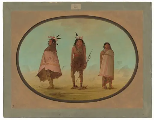 Yntah Medicine Man, a Warrior, and a Woman, by George Catlin
