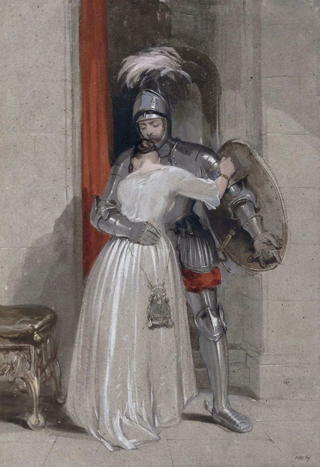 Knight and Lady, by George Cattermole, watercolor, 1825