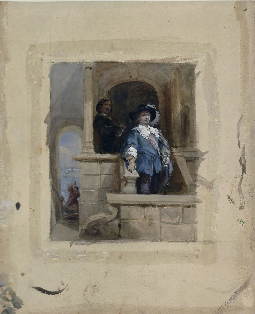 Sir Thomas Wentworth (afterwards Earl of Stafford) and John Pym at Greenwich 1628, by George Cattermole, watercolor, 1850