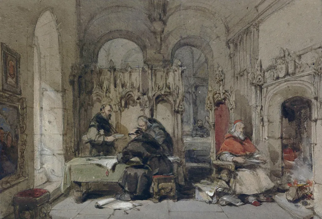 The Monk's Library, by George Cattermole, watercolor, 1820