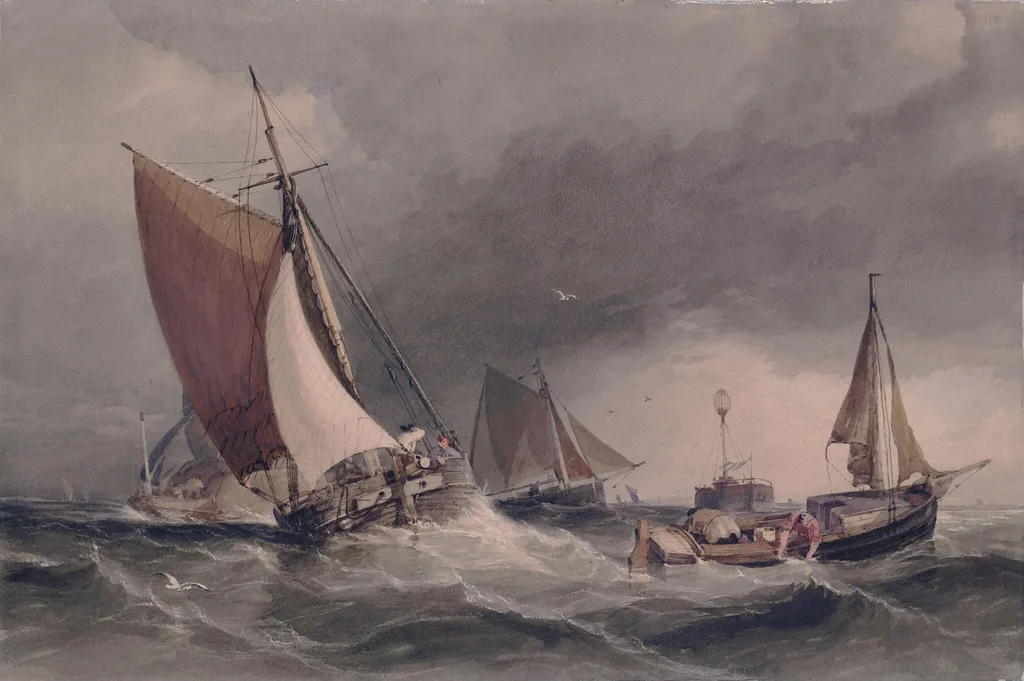 At the Nore, by George Chambers, watercolor, 1835