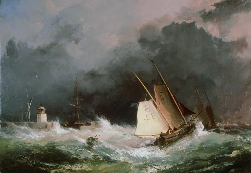 Pilot boats heading out of Swansea, by George Chambers, oil, 1836