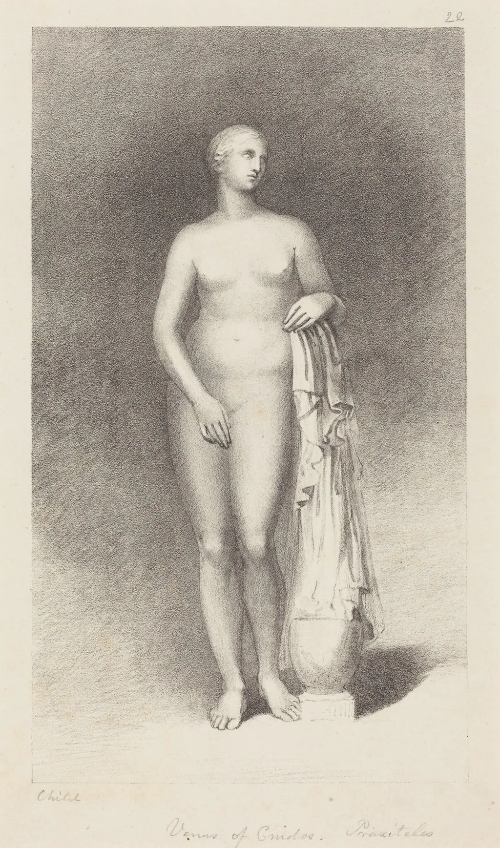 Venus of Cnidos, by Praxiteles, by George Childs, ink, 1829