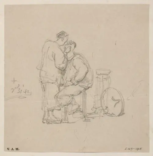 A barber and customer, by George Chinnery