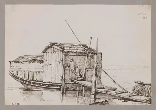 A boat-dwelling, by George Chinnery
