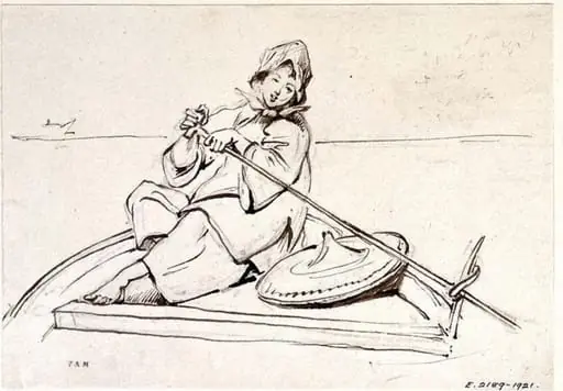 A boatwoman at her oar, by George Chinnery