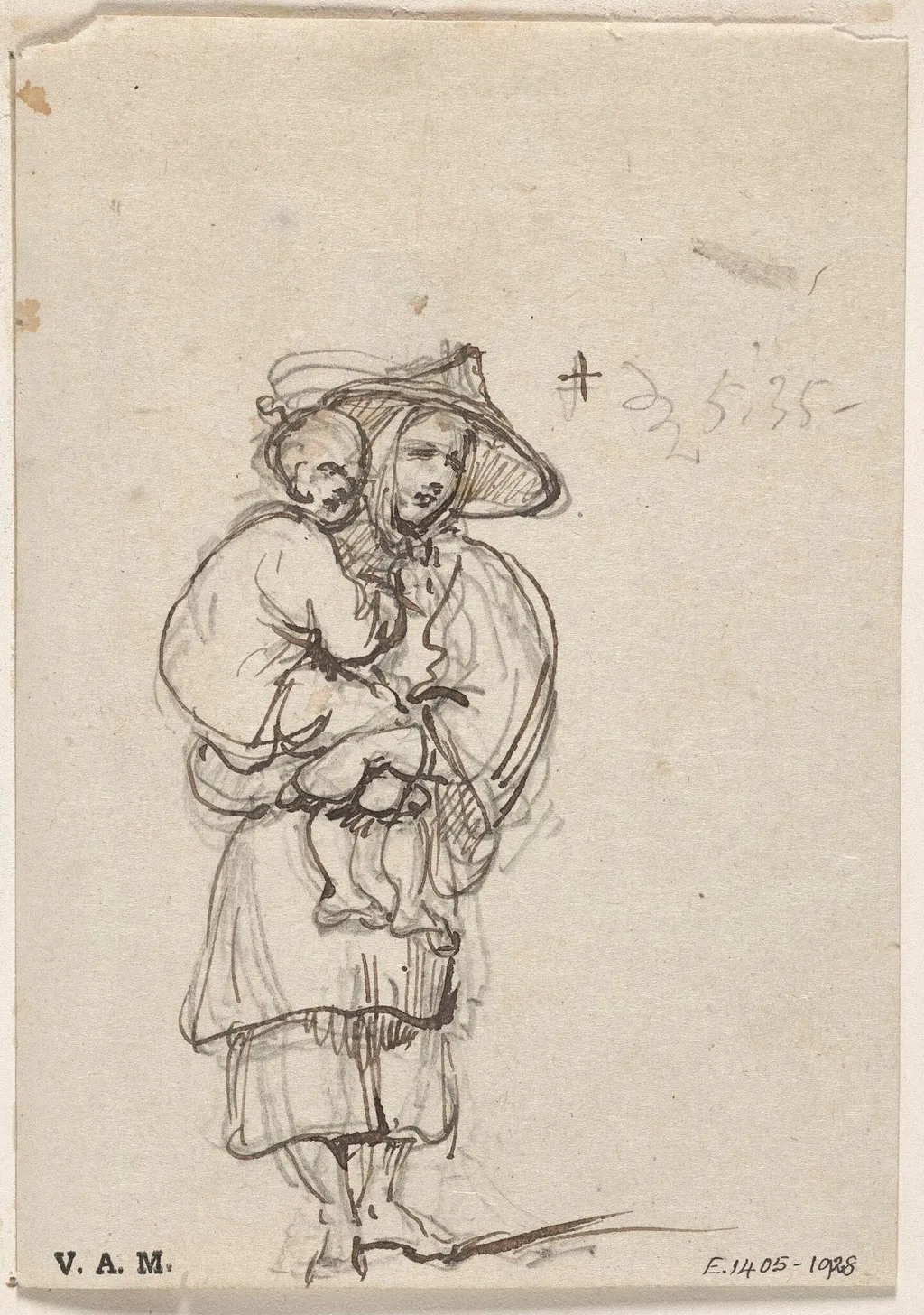 A boatwoman holding a child, by George Chinnery, 8