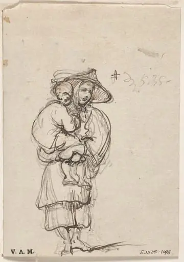 A boatwoman holding a child, by George Chinnery