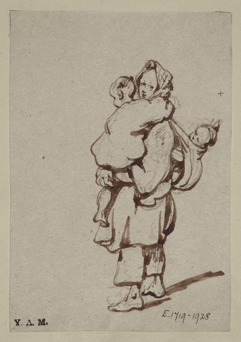 A boatwoman with two children, by George Chinnery, 19