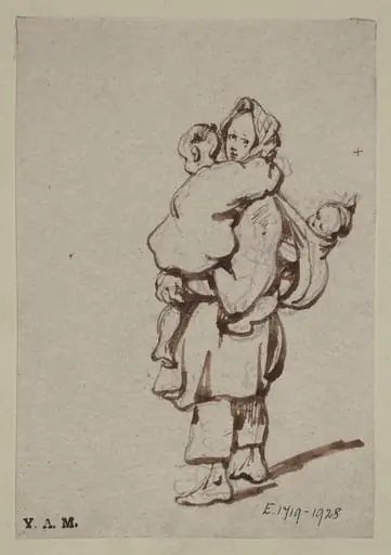 A boatwoman with two children, by George Chinnery