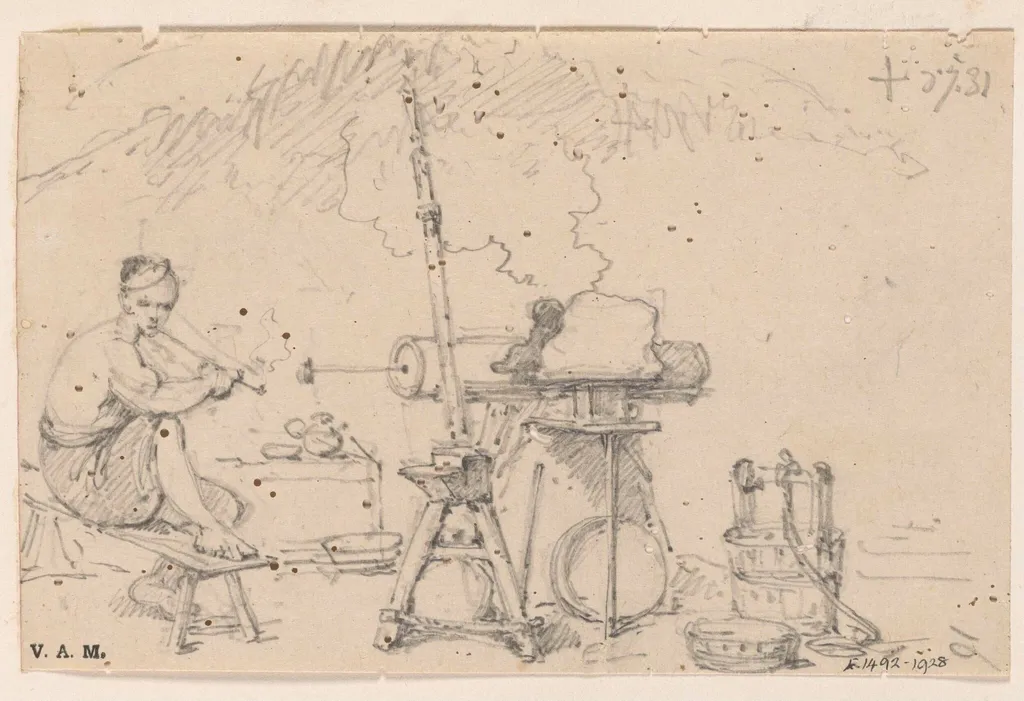 A Chinese blacksmith at his forge, by George Chinnery, 6