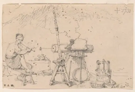 A Chinese blacksmith at his forge, by George Chinnery