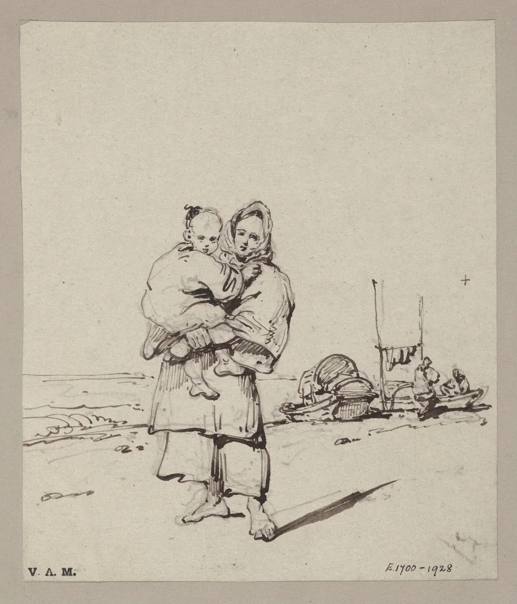 A Chinese boatwoman carrying a child, by George Chinnery, 19