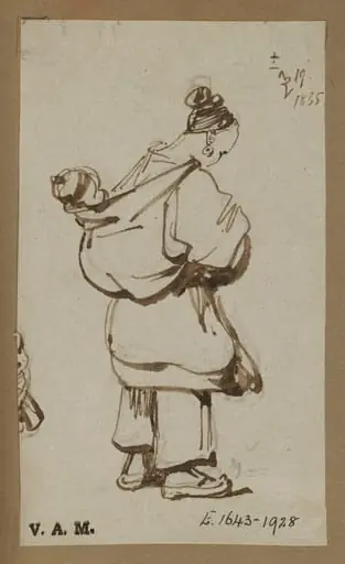 A Chinese boatwoman with a child in a sling on her back, by George Chinnery