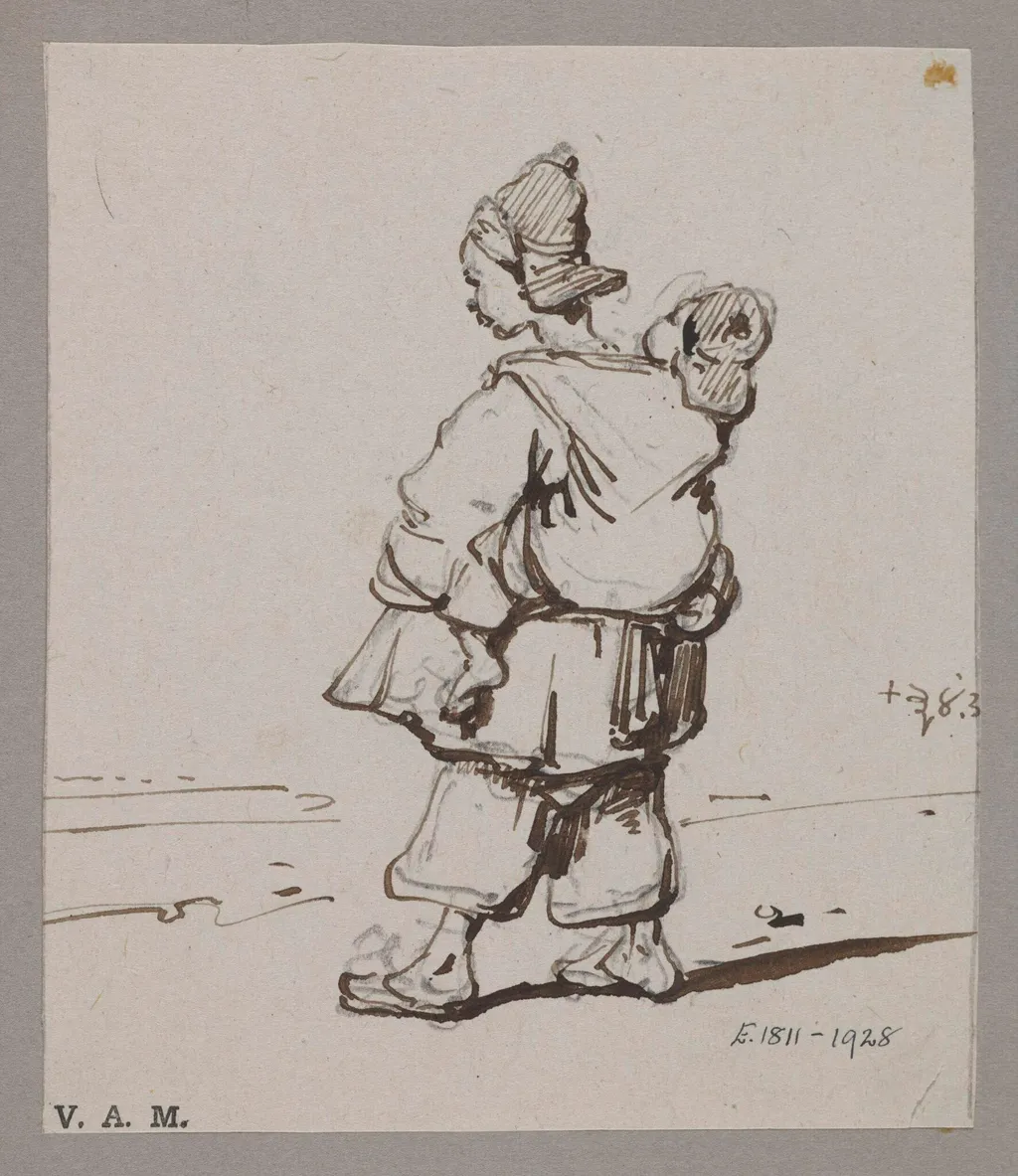 A Chinese child carrying another, by George Chinnery, 10